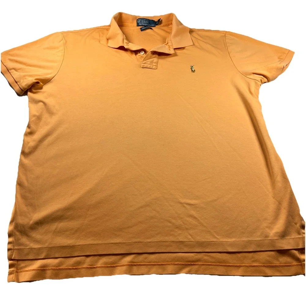 Polo Ralph Lauren Shirt Mens XL Orange Cotton Short Sleeve‎ Pima Interlock